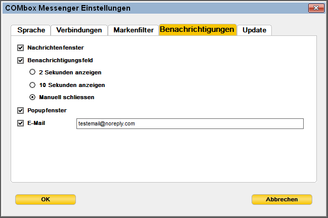 Messenger Einstellungen: Benachrichtigungen